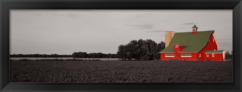 Framed Red Barn, Kankakee, Illinois, USA Print