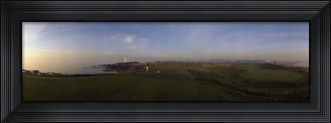 Framed Golf course with a lighthouse in the background, Turnberry, South Ayrshire, Scotland Print
