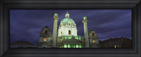 Framed Facade of St. Charles Church at Night, Austria Print