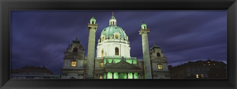 Framed Facade of St. Charles Church at Night, Austria Print