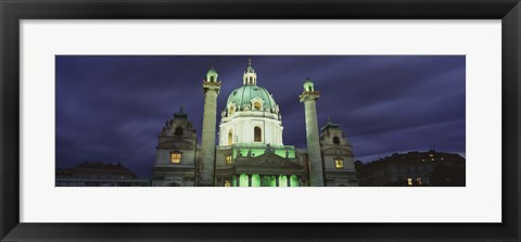 Framed Facade of St. Charles Church at Night, Austria Print