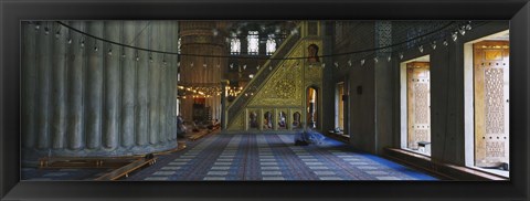 Framed Interior of a mosque, Istanbul, Turkey Print