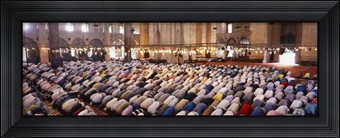 Framed Crowd praying in a mosque, Suleymanie Mosque, Istanbul, Turkey Print