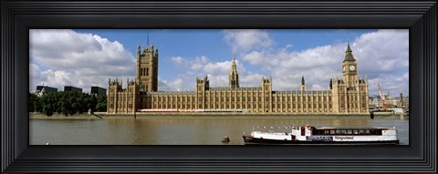 Framed Houses Of Parliament, Water And Boat, London, England, United Kingdom Print