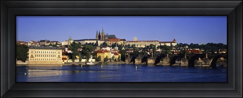 Framed Charles Bridge and Buildings along the River, Prague Czech Republic Print