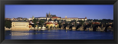 Framed Charles Bridge and Buildings along the River, Prague Czech Republic Print