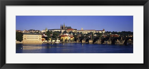 Framed Charles Bridge and Buildings along the River, Prague Czech Republic Print