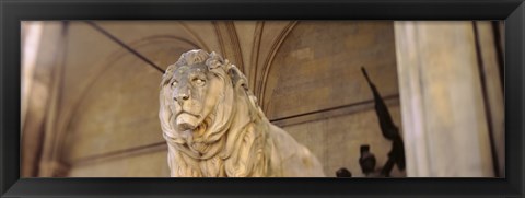 Framed Germany, Munich, Lion sculpture in front of a building Print