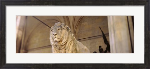 Framed Germany, Munich, Lion sculpture in front of a building Print