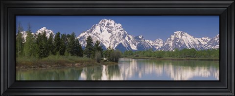 Framed Reflection of a mountain range in water, Oxbow Bend, Grand Teton National Park, Wyoming, USA Print