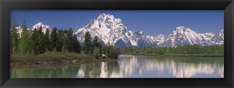 Framed Reflection of a mountain range in water, Oxbow Bend, Grand Teton National Park, Wyoming, USA Print