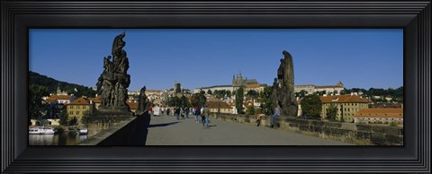 Framed People walking on a bridge, Charles Bridge, Prague, Czech Republic Print