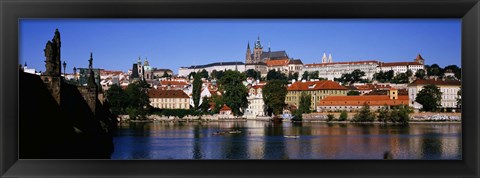 Framed Lake in front of a city, Charles Bridge, Prague, Czech Republic Print