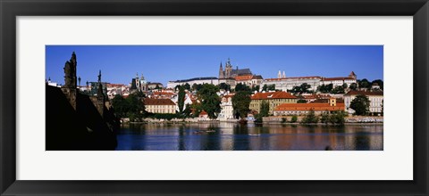 Framed Lake in front of a city, Charles Bridge, Prague, Czech Republic Print