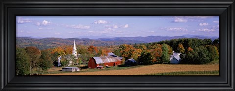 Framed High angle view of barns in a field, Peacham, Vermont Print