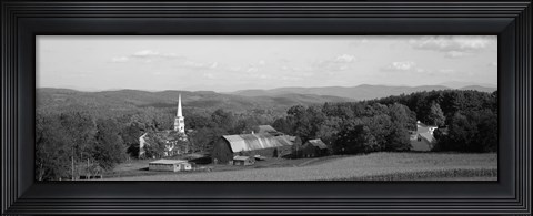 Framed High angle view of barns in a field, Peacham, Vermont (black and white) Print