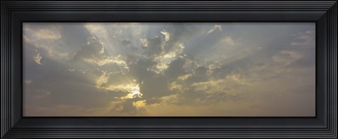 Framed Low angle view of sun shinning behind cloud, Luxembourg City, Luxembourg Print