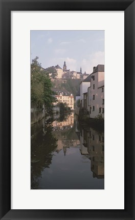 Framed Luxembourg, Luxembourg City, Alzette River Flowing through Grund District Print