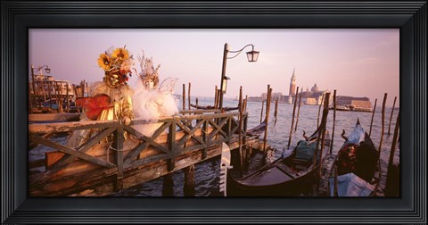 Framed Italy, Venice, St Mark&#39;s Basin, people dressed for masquerade Print