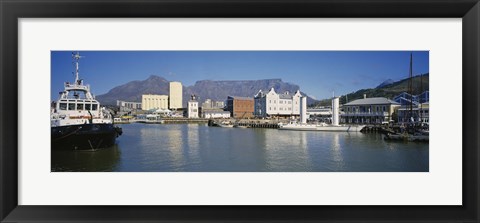 Framed Boats Docked At A Harbor, Cape Town, South Africa Print