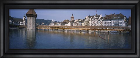 Framed Covered bridge over a river, Chapel Bridge, Reuss River, Lucerne, Switzerland Print
