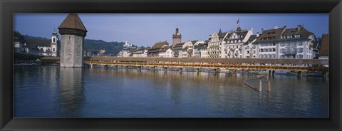 Framed Covered bridge over a river, Chapel Bridge, Reuss River, Lucerne, Switzerland Print