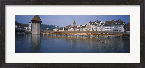 Framed Covered bridge over a river, Chapel Bridge, Reuss River, Lucerne, Switzerland Print