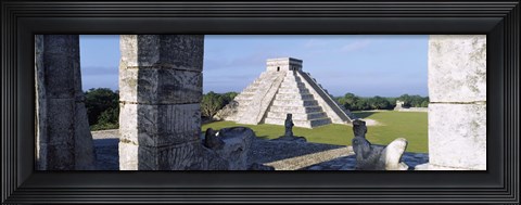 Framed Pyramid in a field, El Castillo, Chichen Itza, Yucatan, Mexico Print