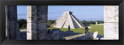 Framed Pyramid in a field, El Castillo, Chichen Itza, Yucatan, Mexico Print