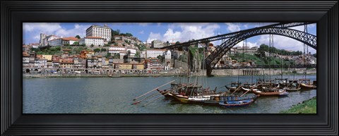 Framed Bridge Over A River, Dom Luis I Bridge, Douro River, Porto, Douro Litoral, Portugal Print