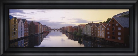 Framed Houses on both sides of a river, Trondheim, Sor-Trondelag, Norway Print