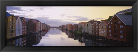 Framed Houses on both sides of a river, Trondheim, Sor-Trondelag, Norway Print