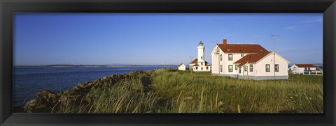 Framed Lighthouse on a landscape, Ft. Worden Lighthouse, Port Townsend, Washington State, USA Print