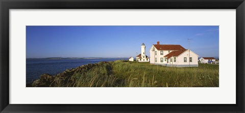 Framed Lighthouse on a landscape, Ft. Worden Lighthouse, Port Townsend, Washington State, USA Print