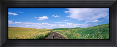 Framed Railroad track passing through a field, Whitman County, Washington State, USA Print