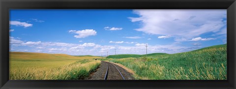 Framed Railroad track passing through a field, Whitman County, Washington State, USA Print