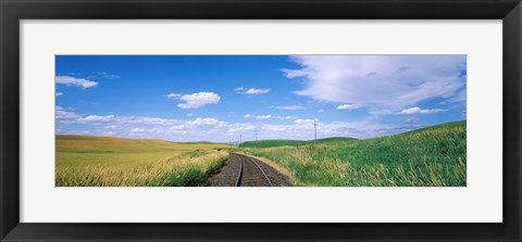Framed Railroad track passing through a field, Whitman County, Washington State, USA Print