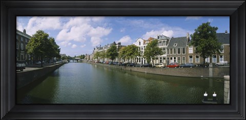 Framed Buildings along a canal, Haarlem, Netherlands Print