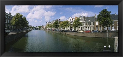 Framed Buildings along a canal, Haarlem, Netherlands Print