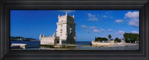 Framed Fort at the coast, Torre De Belem, Lisbon, Portugal Print