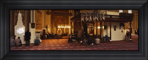 Framed Group of people praying in a mosque, Ulu Camii, Bursa, Turkey Print