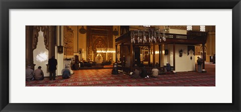 Framed Group of people praying in a mosque, Ulu Camii, Bursa, Turkey Print