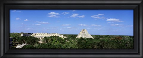 Framed Pyramid Of The Magician Uxmal, Yucatan Peninsula, Mexico Print