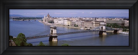 Framed Aerial View, Bridge, Cityscape, Danube River, Budapest, Hungary Print