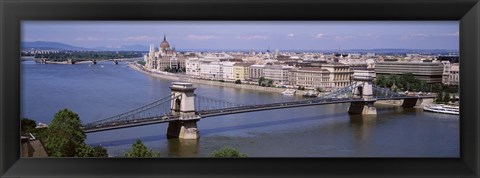 Framed Aerial View, Bridge, Cityscape, Danube River, Budapest, Hungary Print