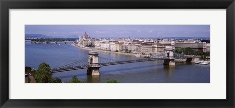 Framed Aerial View, Bridge, Cityscape, Danube River, Budapest, Hungary Print