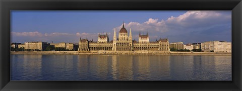 Framed Parliament building at the waterfront, Danube River, Budapest, Hungary Print