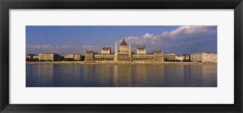 Framed Parliament building at the waterfront, Danube River, Budapest, Hungary Print