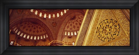 Framed Low angle view of ceiling of a mosque with ionic tiles, Blue Mosque, Istanbul, Turkey Print