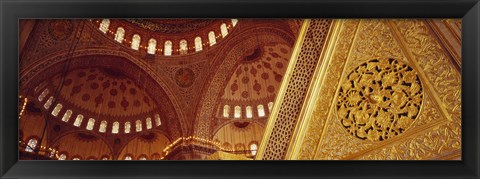 Framed Low angle view of ceiling of a mosque with ionic tiles, Blue Mosque, Istanbul, Turkey Print